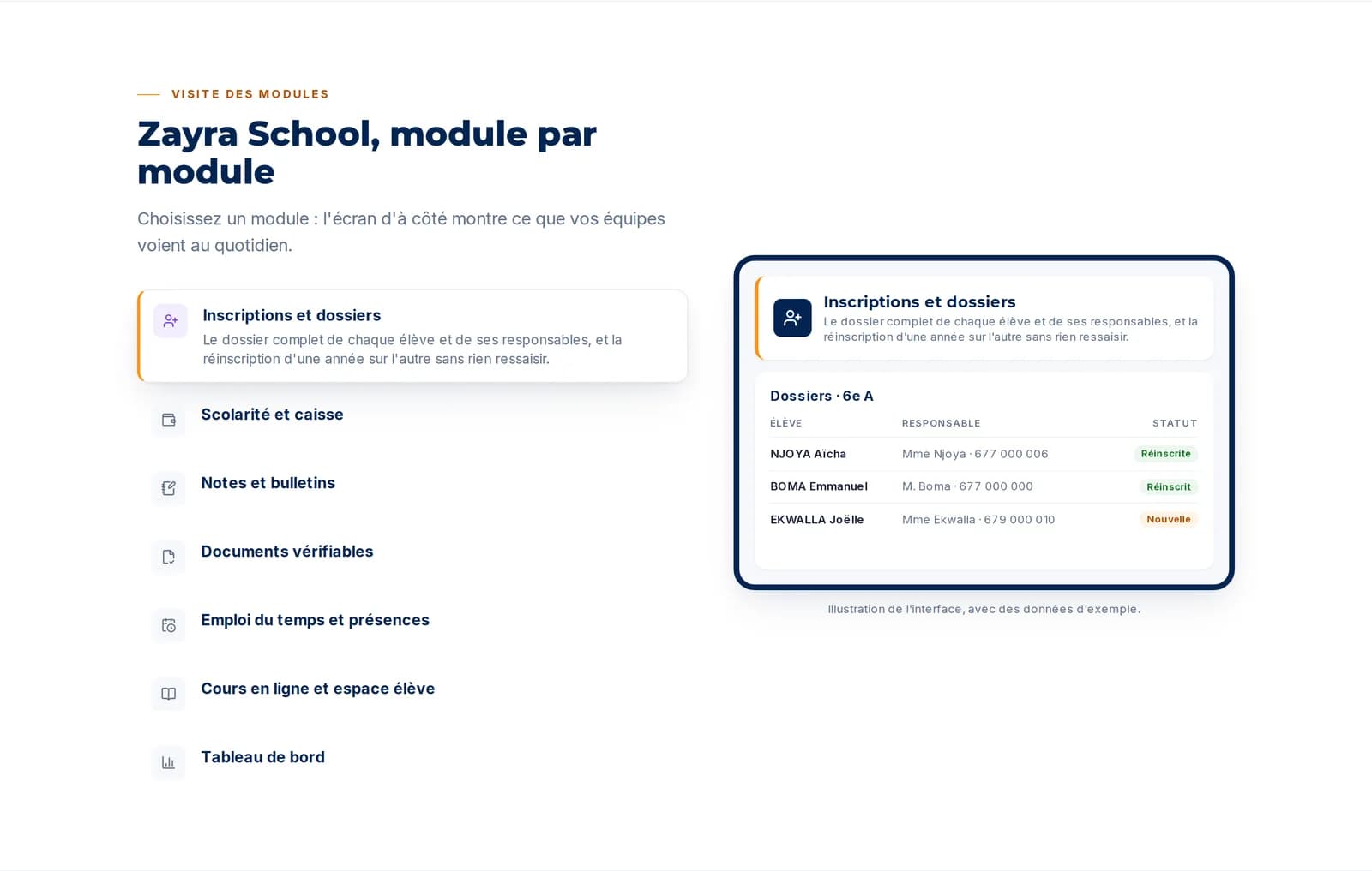 Everyday modules: enrolment, cash desk, grades, documents